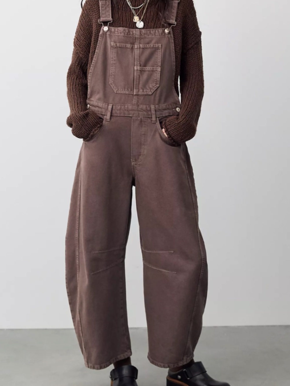 We The Free Good Luck Barrel Overalls — Chocolate Mousse (M)